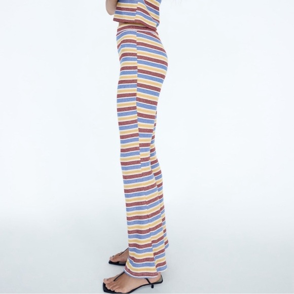 Zara Rib Texture Striped Pull On Pants Size S NWT - Picture 2 of 8